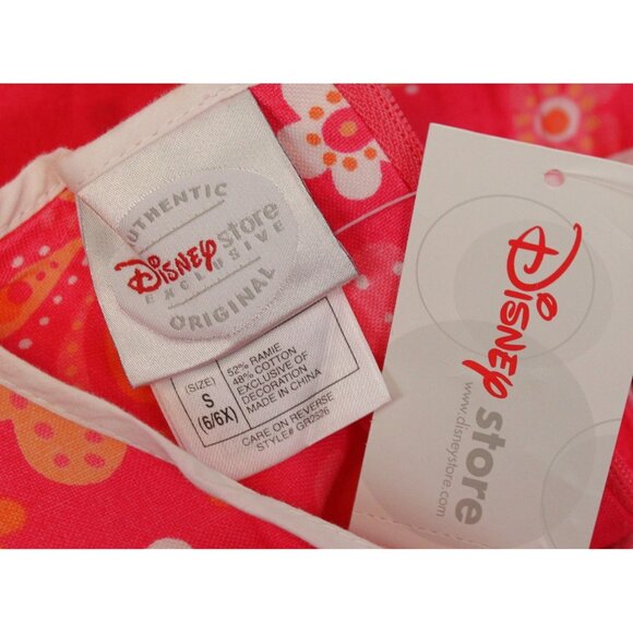 NEW Y2K Disney Store Coral Pink Dress S 6x Princess Flower Butterfly Mod A-Line - Picture 6 of 6